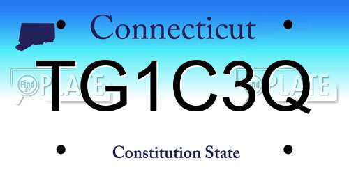 TG1C3Q Connecticut License Plate