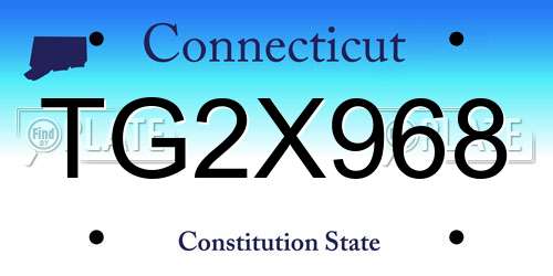 TG2X968 Connecticut License Plate