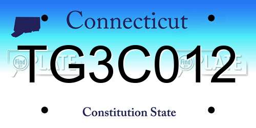 TG3C012 Connecticut License Plate
