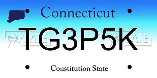 TG3P5K Connecticut License Plate