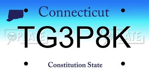 TG3P8K Connecticut License Plate