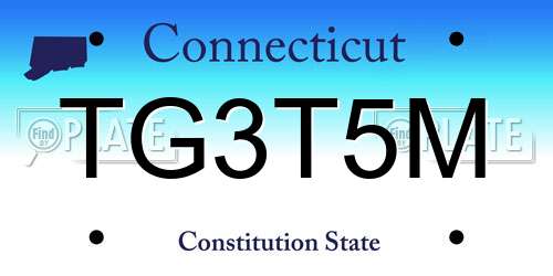 TG3T5M Connecticut License Plate