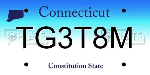 TG3T8M Connecticut License Plate