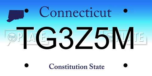 TG3Z5M Connecticut License Plate