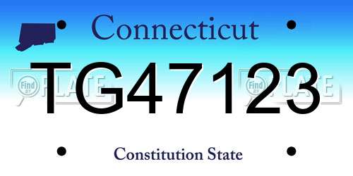 TG47123 Connecticut License Plate