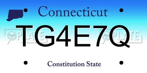 TG4E7Q Connecticut License Plate