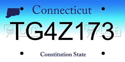TG4Z173 Connecticut License Plate