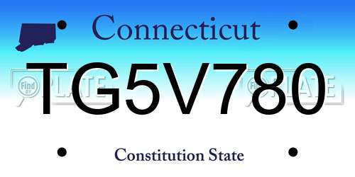 TG5V780 Connecticut License Plate