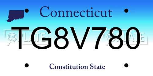 TG8V780 Connecticut License Plate