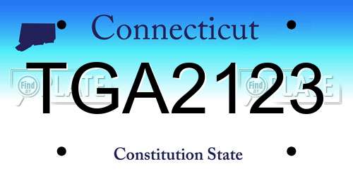TGA2123 Connecticut License Plate