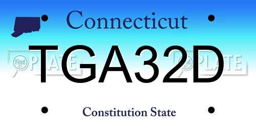 TGA32D Connecticut License Plate