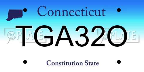 TGA32O Connecticut License Plate