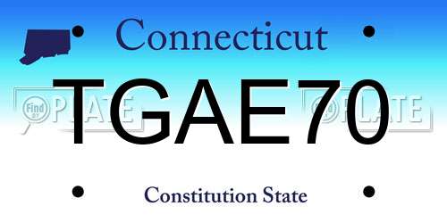TGAE70 Connecticut License Plate