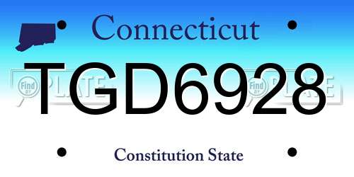 TGD6928 Connecticut License Plate