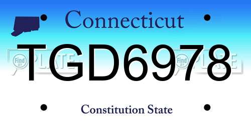 TGD6978 Connecticut License Plate