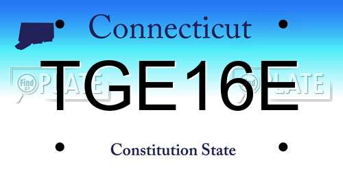 TGE16E Connecticut License Plate