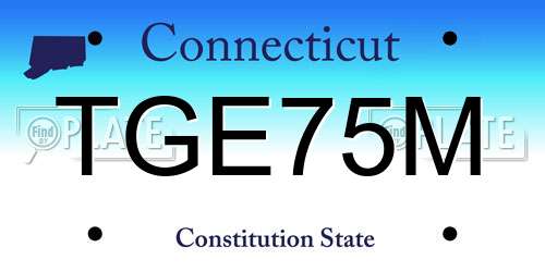TGE75M Connecticut License Plate