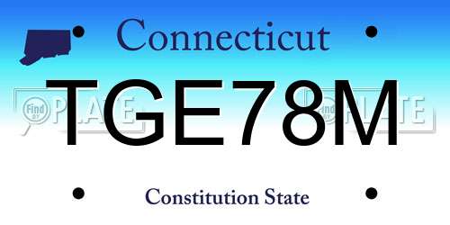 TGE78M Connecticut License Plate