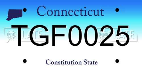 TGF0025 Connecticut License Plate