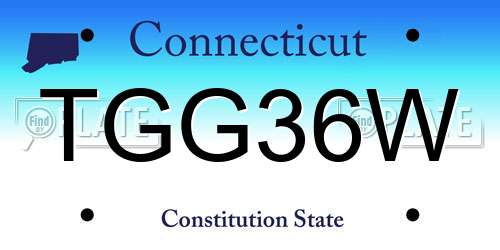 TGG36W Connecticut License Plate