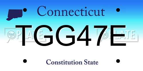 TGG47E Connecticut License Plate