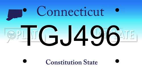 TGJ496 Connecticut License Plate