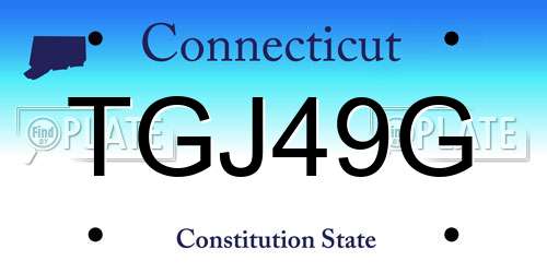 TGJ49G Connecticut License Plate