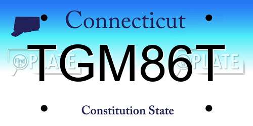 TGM86T Connecticut License Plate