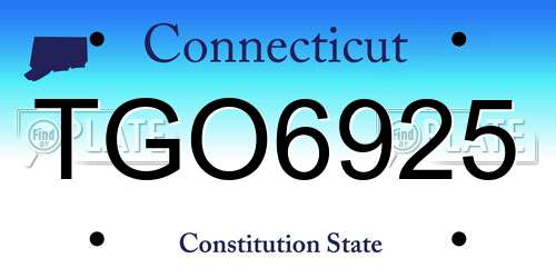 TGO6925 Connecticut License Plate