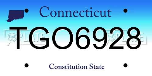 TGO6928 Connecticut License Plate
