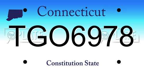 TGO6978 Connecticut License Plate