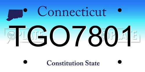TGO7801 Connecticut License Plate