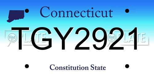 TGY2921 Connecticut License Plate