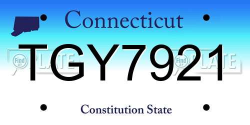 TGY7921 Connecticut License Plate