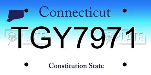 TGY7971 Connecticut License Plate
