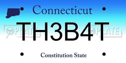 TH3B4T Connecticut License Plate