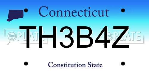 TH3B4Z Connecticut License Plate