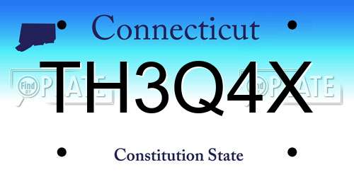 TH3Q4X Connecticut License Plate