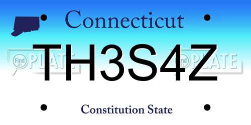 TH3S4Z Connecticut License Plate