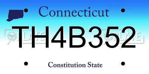TH4B352 Connecticut License Plate