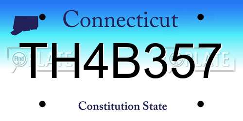 TH4B357 Connecticut License Plate