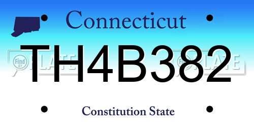 TH4B382 Connecticut License Plate