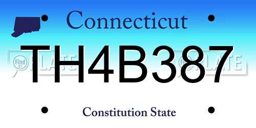 TH4B387 Connecticut License Plate