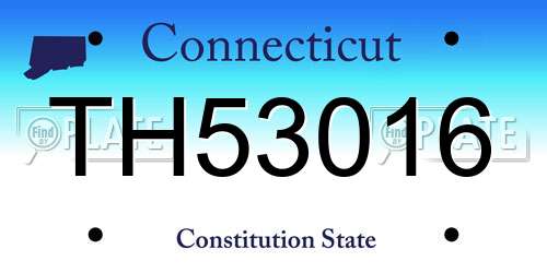 TH53016 Connecticut License Plate