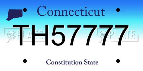TH57777 Connecticut License Plate
