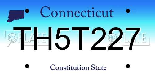 TH5T227 Connecticut License Plate