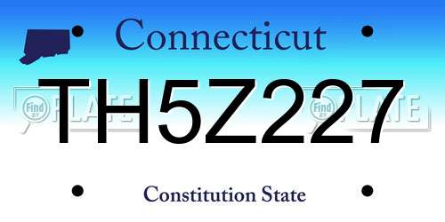 TH5Z227 Connecticut License Plate