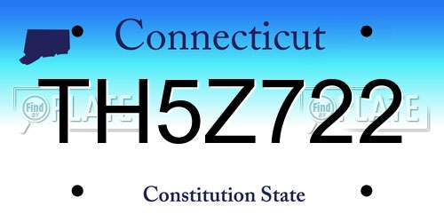 TH5Z722 Connecticut License Plate