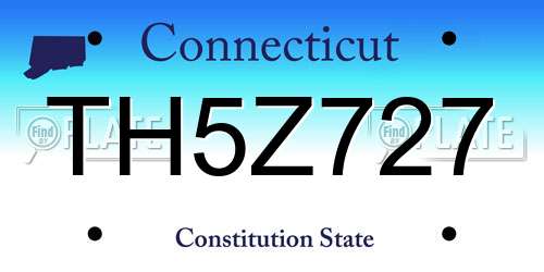TH5Z727 Connecticut License Plate