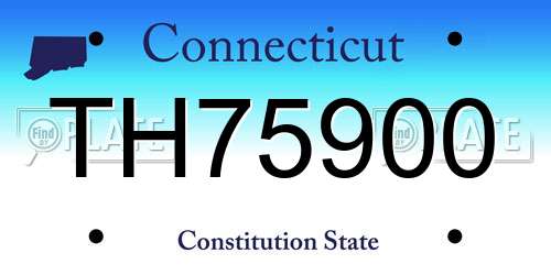 TH75900 Connecticut License Plate